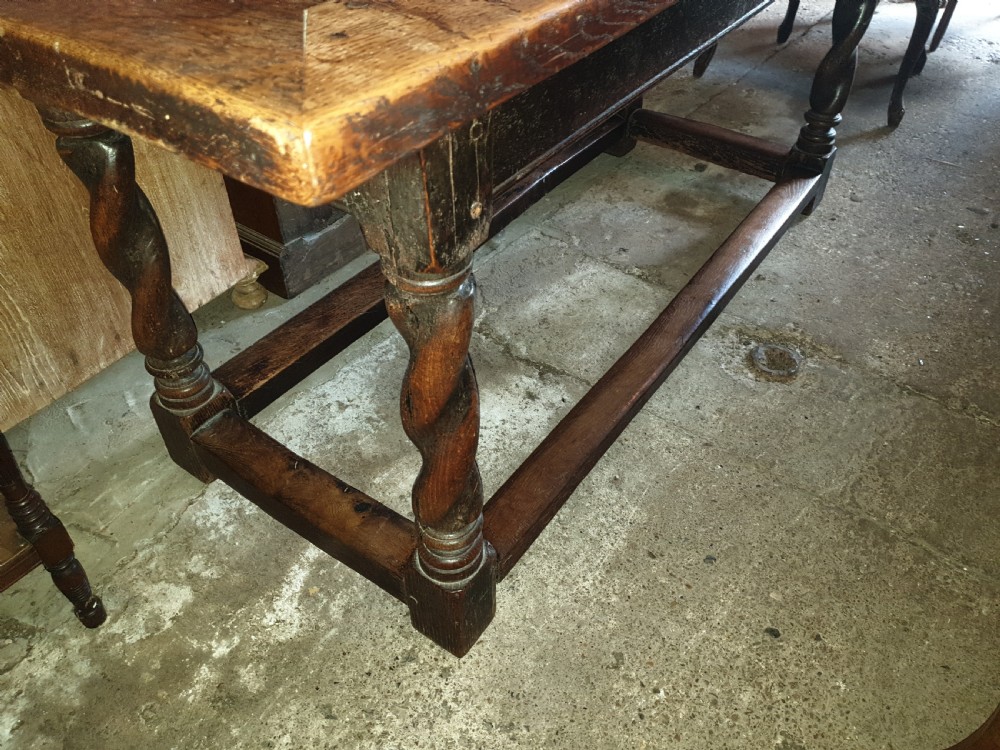 Antique oak side table. View V