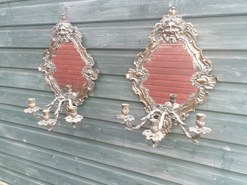Pair of late 19th century brass wall sconces. 