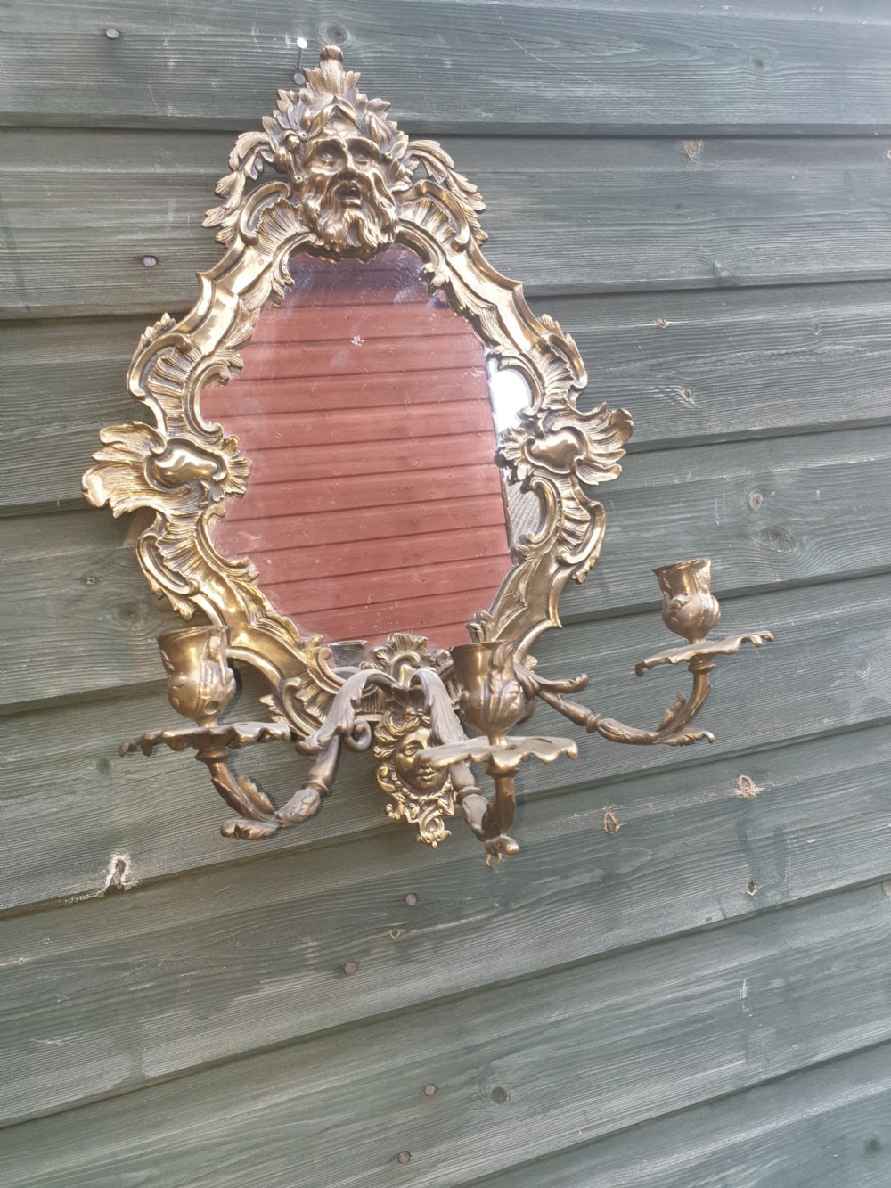 Pair of late 19th century brass wall sconces.  View VI