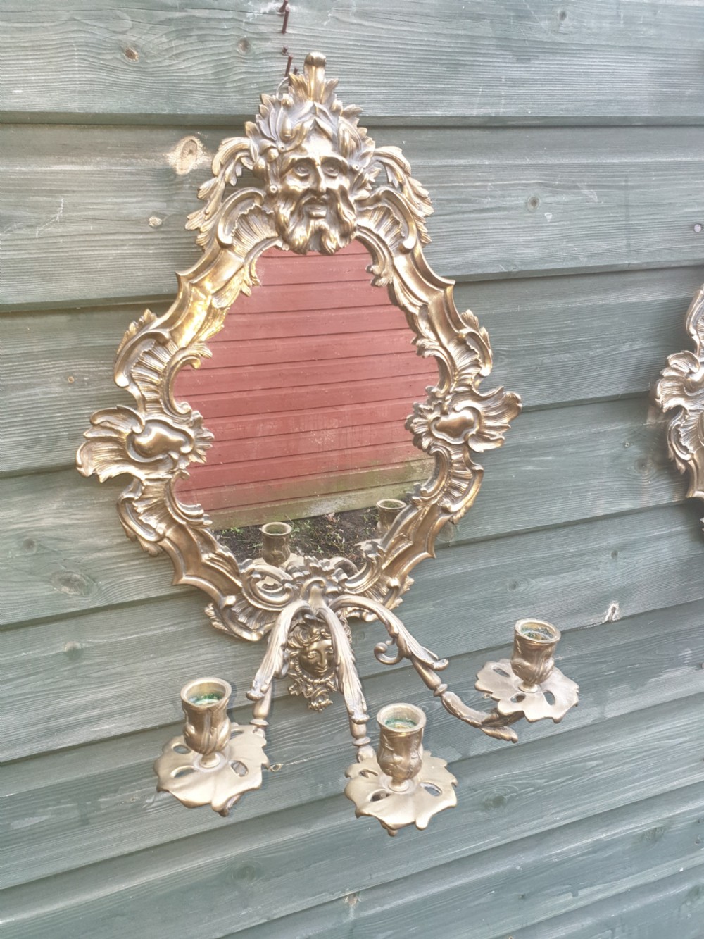 Pair of late 19th century brass wall sconces.  View VII