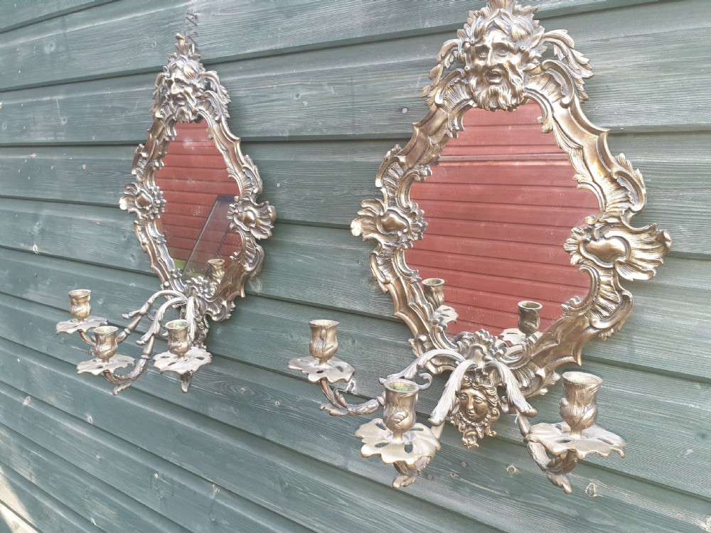 Pair of late 19th century brass wall sconces.  View VIII