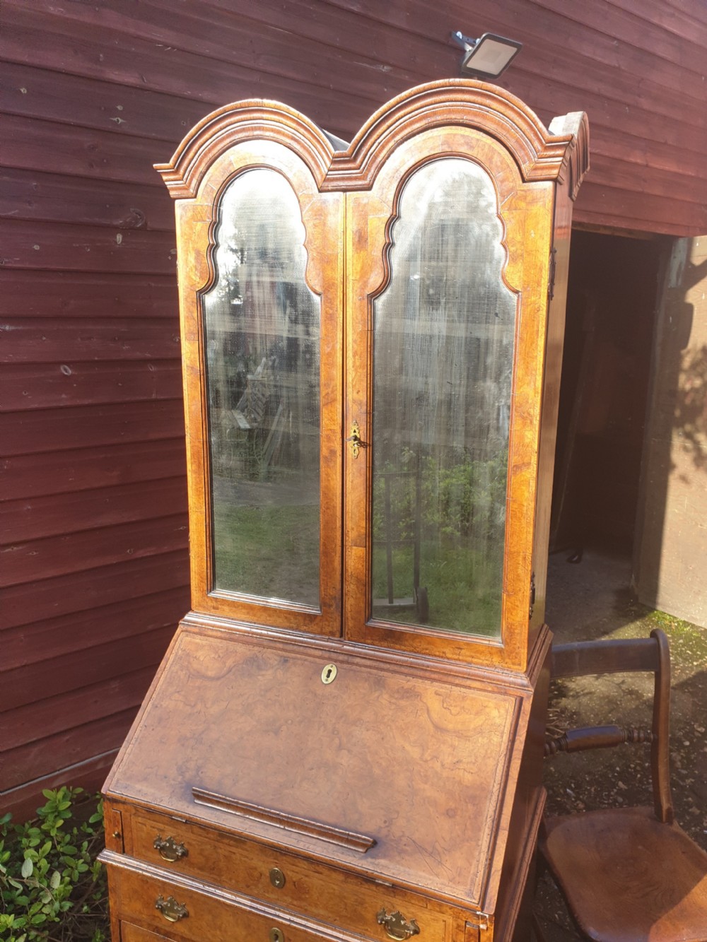 28 inch wide--Queen Anne revival walnut bureau bookcase.  View III