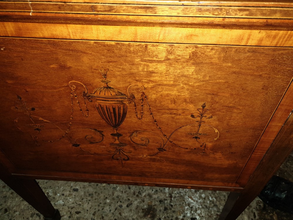 Edwardian inlaid mahogany writing desk. View III