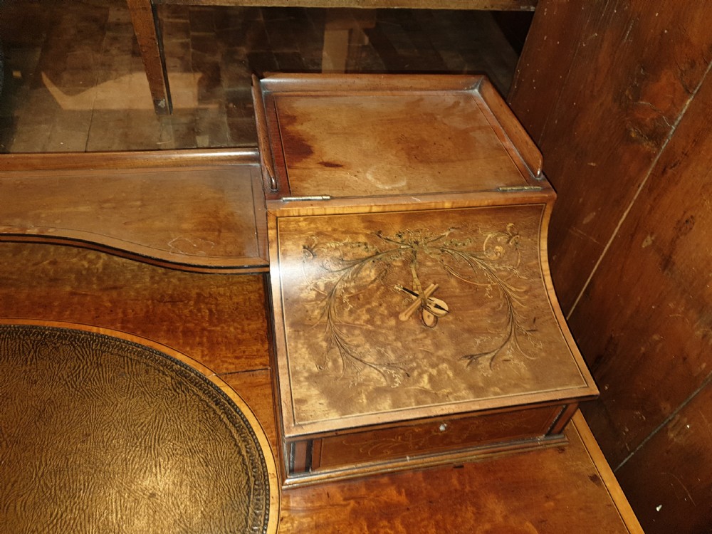 Edwardian inlaid mahogany writing desk. View IV