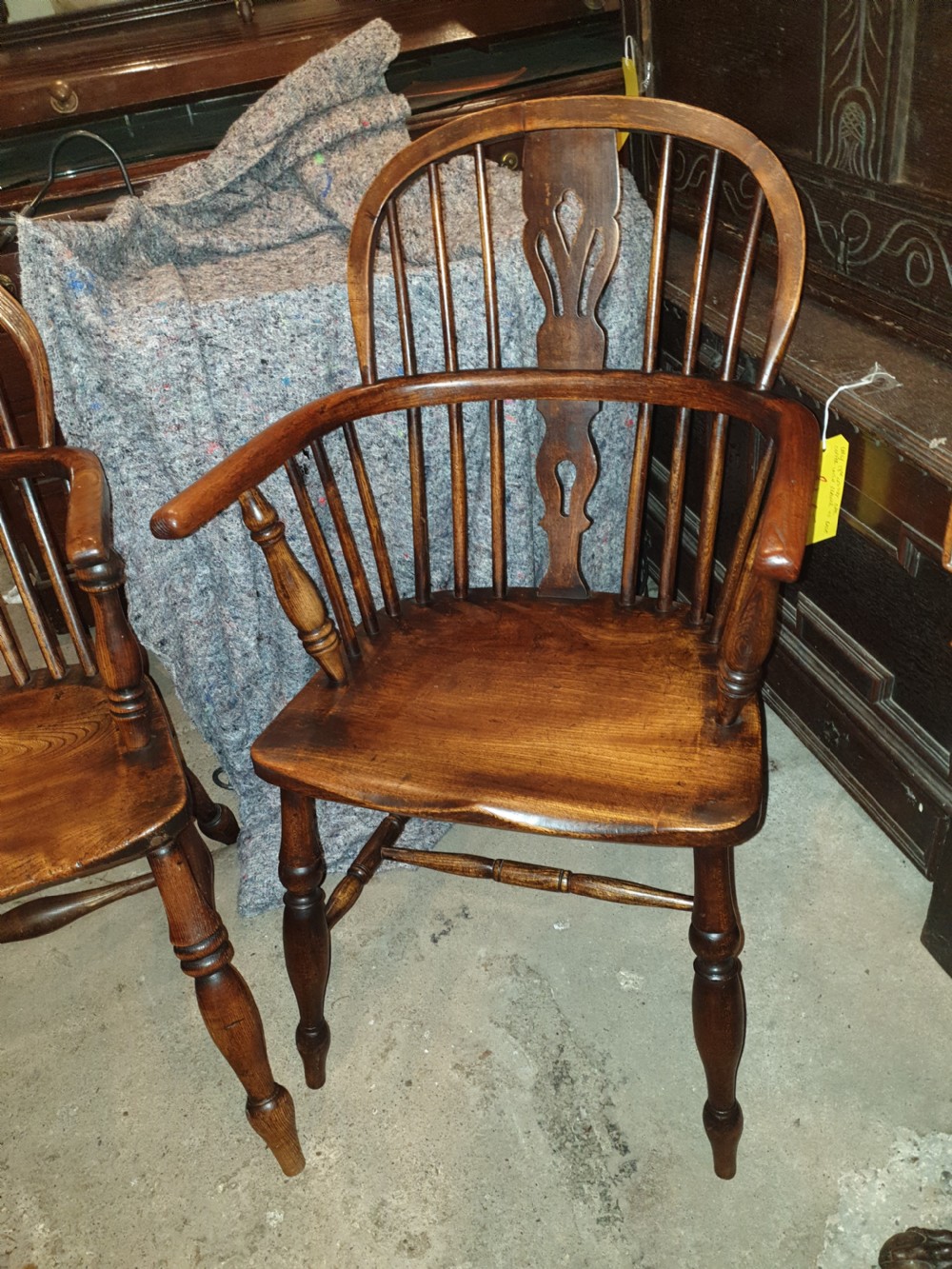 Matched pair of mid Victorian Windsor armchairs  View III