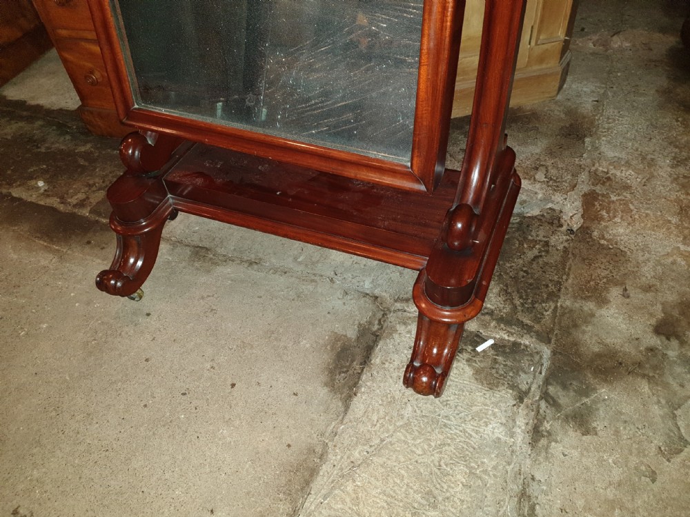 Mid 19th century mahogany cheval mirror.  View II