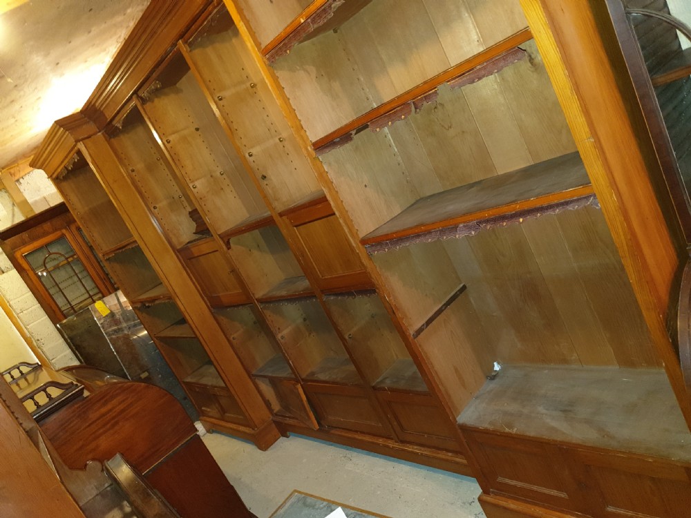 Large 12 foot late 19th century library bookcase  View II