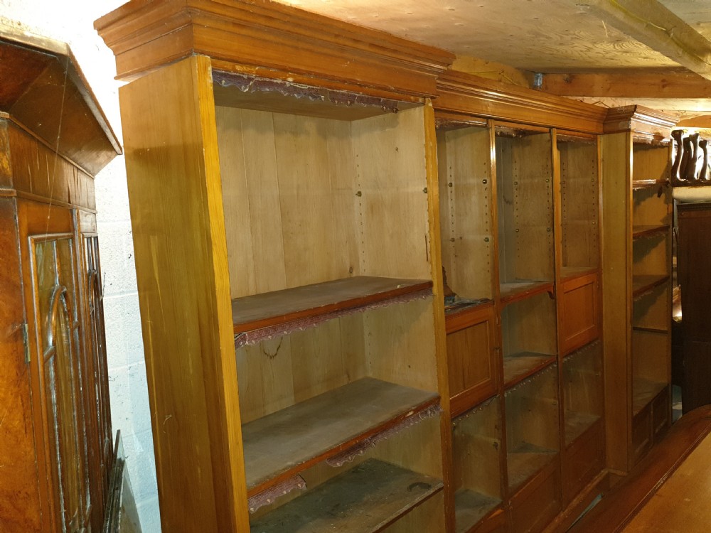 Large 12 foot late 19th century library bookcase  View V