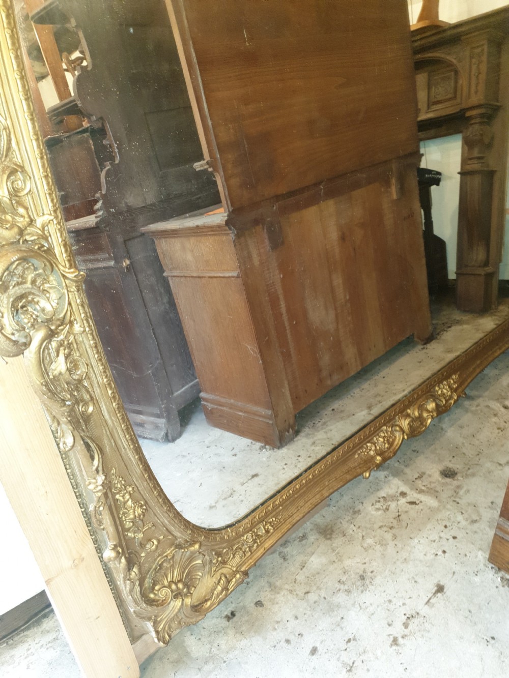 Very large Victorian gilt frame hall mirror  View V