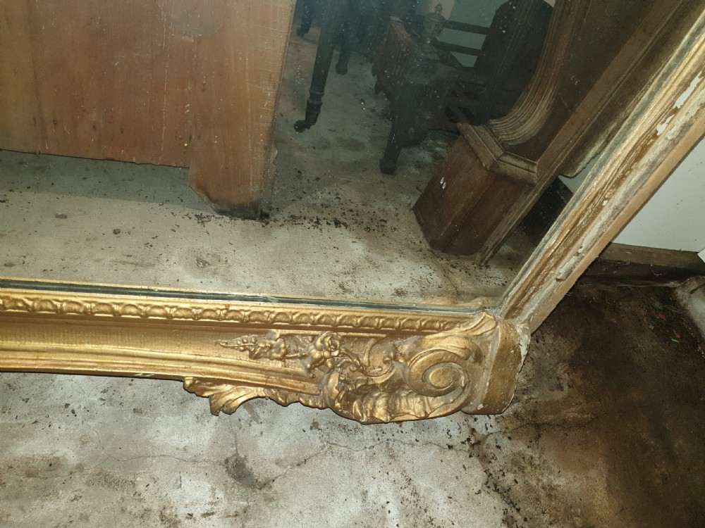Very large Victorian gilt frame hall mirror  View VI