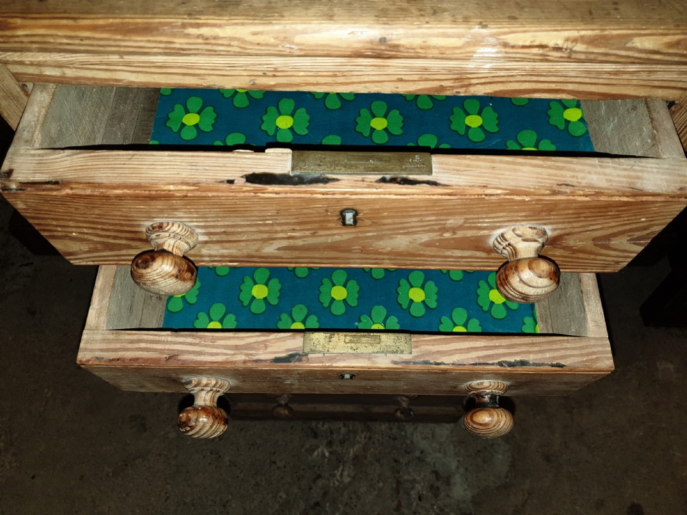 Good solid Late Victorian pitch pine specimen chest.  View III