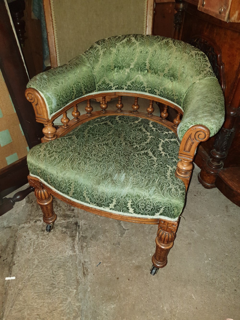 Good oak frame Victorian desk armchair. 
