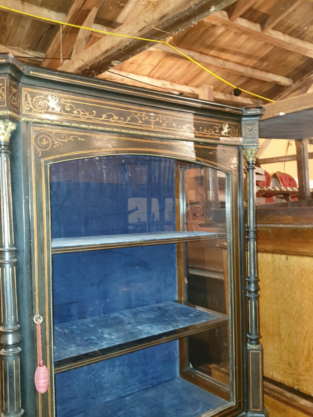 Victorian ebonised inlaid pier cabinet  View III