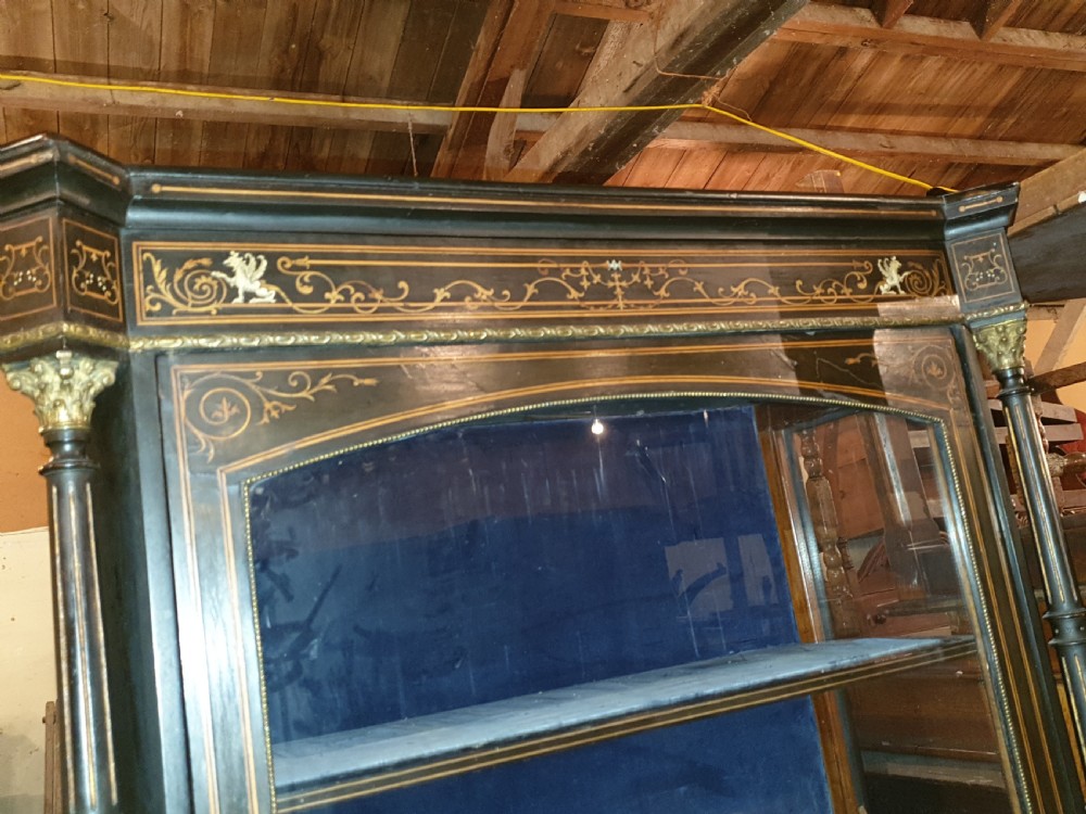 Victorian ebonised inlaid pier cabinet  View IV