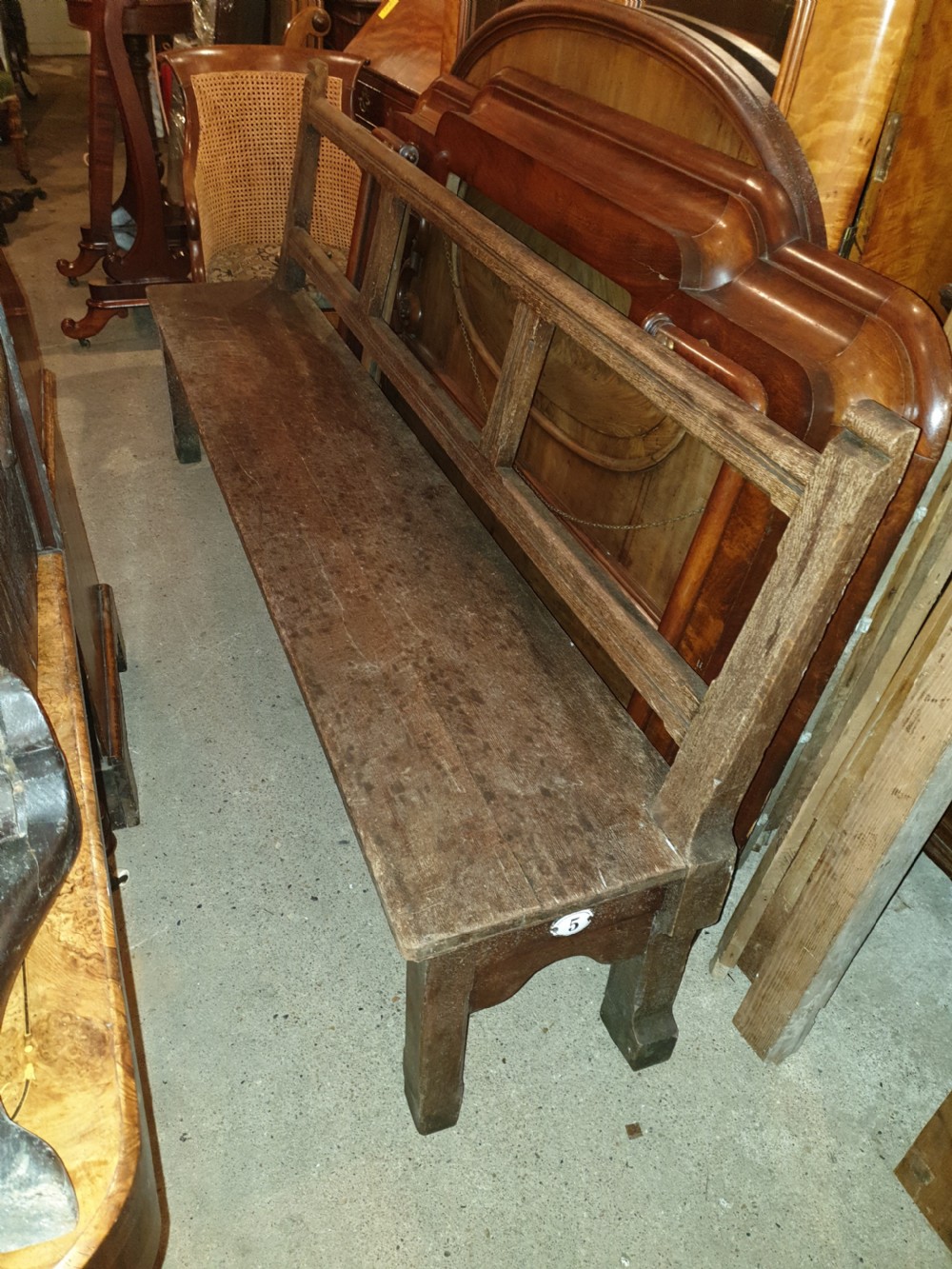 Solid Victorian oak hall seat.