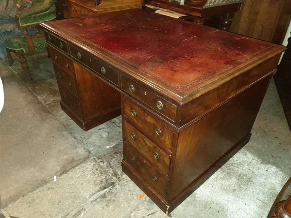 19th century mahogany pedestal partners desk 