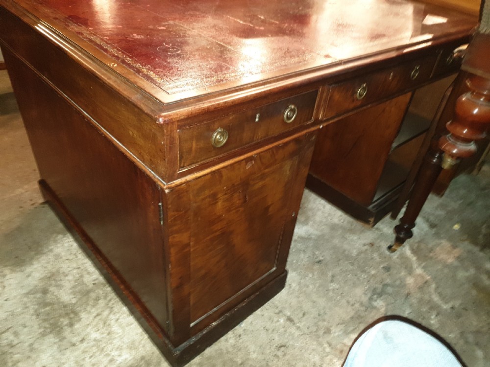 19th century mahogany pedestal partners desk  View II