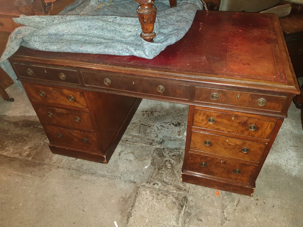 19th century mahogany pedestal partners desk  View VI