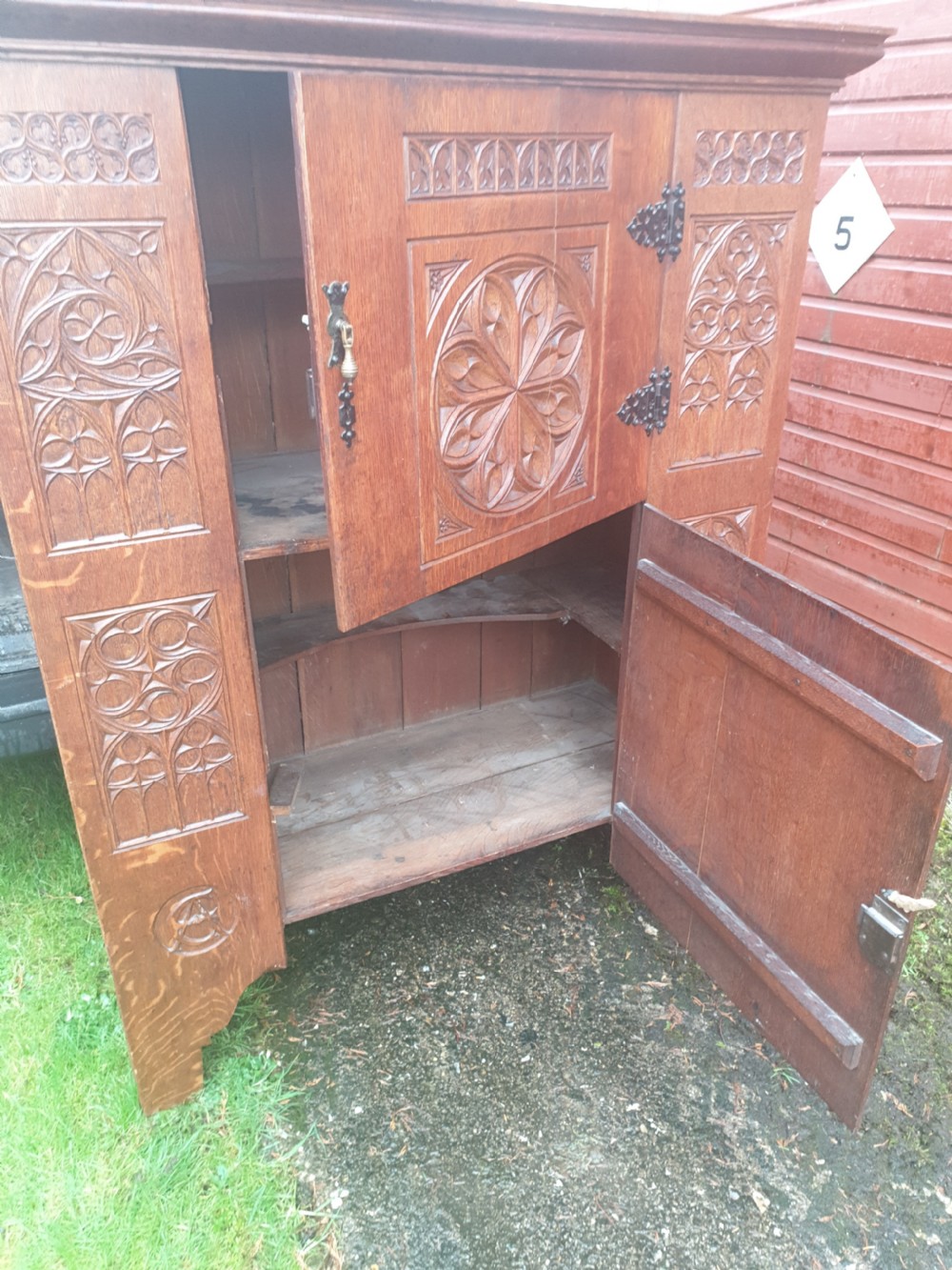 19th century Gothic oak cupboard  View II