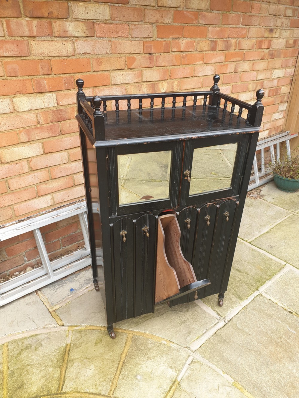 Late Victorian ebonised music cabinet. 
