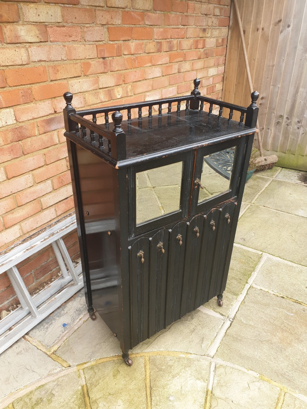 Late Victorian ebonised music cabinet.  View V