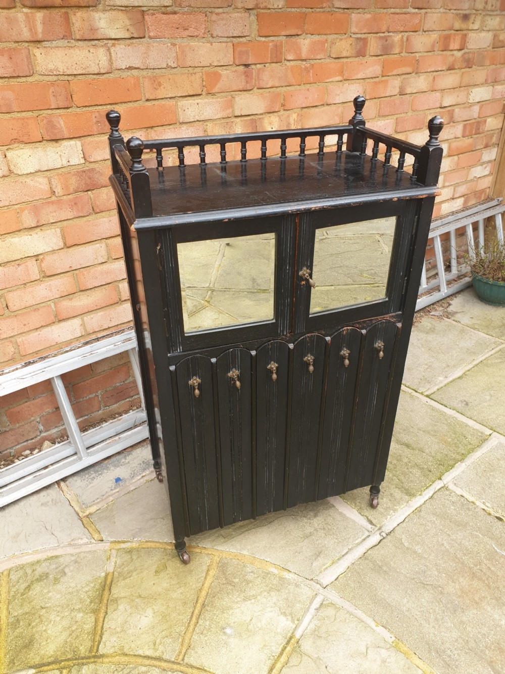 Late Victorian ebonised music cabinet.  View VII