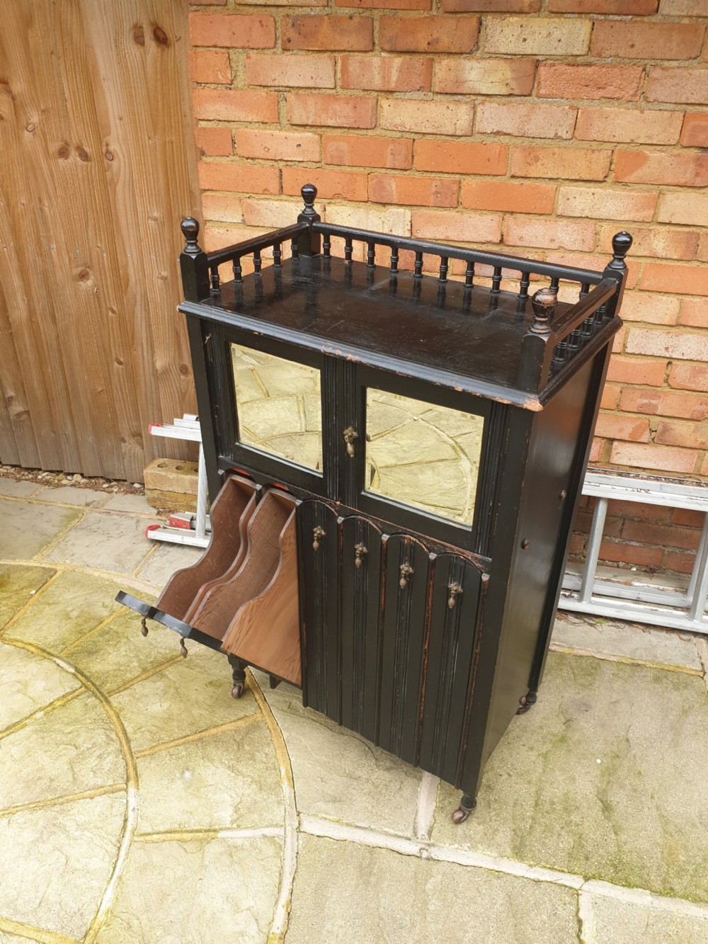 Late Victorian ebonised music cabinet.  View VIII