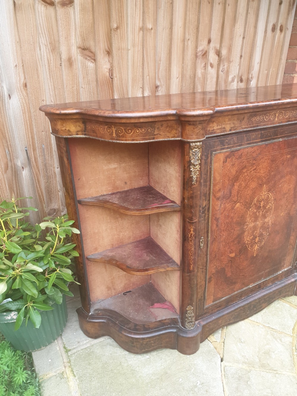 Victorian inlaid walnut side cabinet.  View II