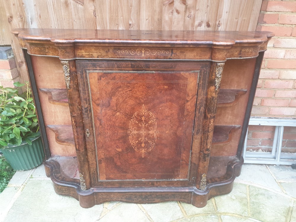 Victorian inlaid walnut side cabinet.  View III