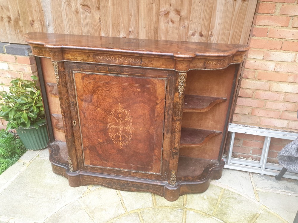 Victorian inlaid walnut side cabinet.  View V