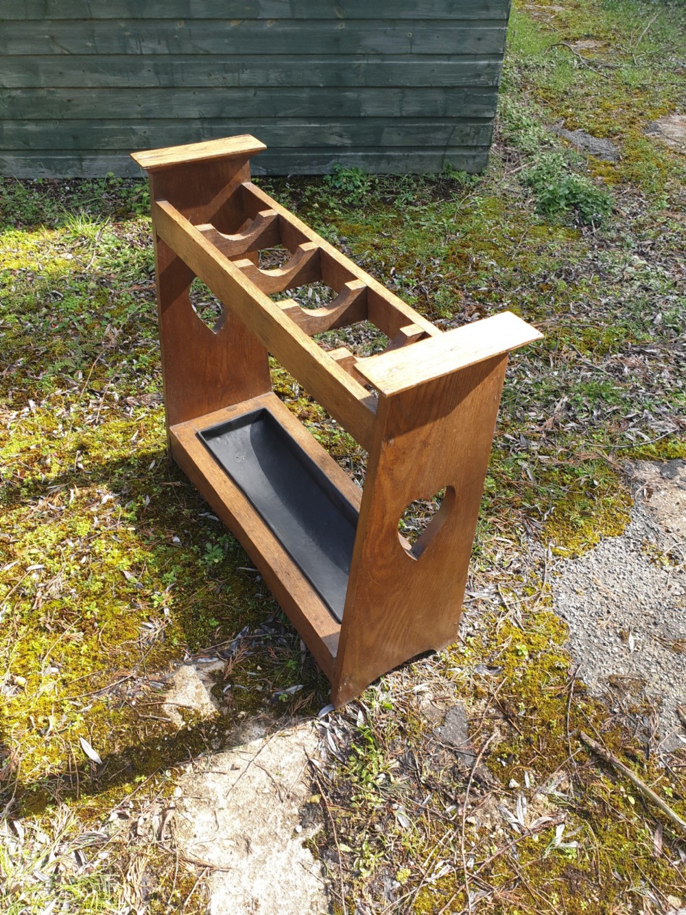 Oak Arts and crafts umbrella hall stand.