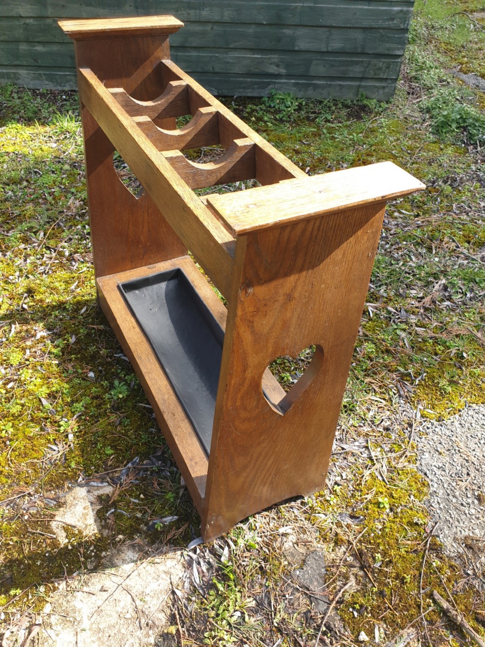 Oak Arts and crafts umbrella hall stand. View II