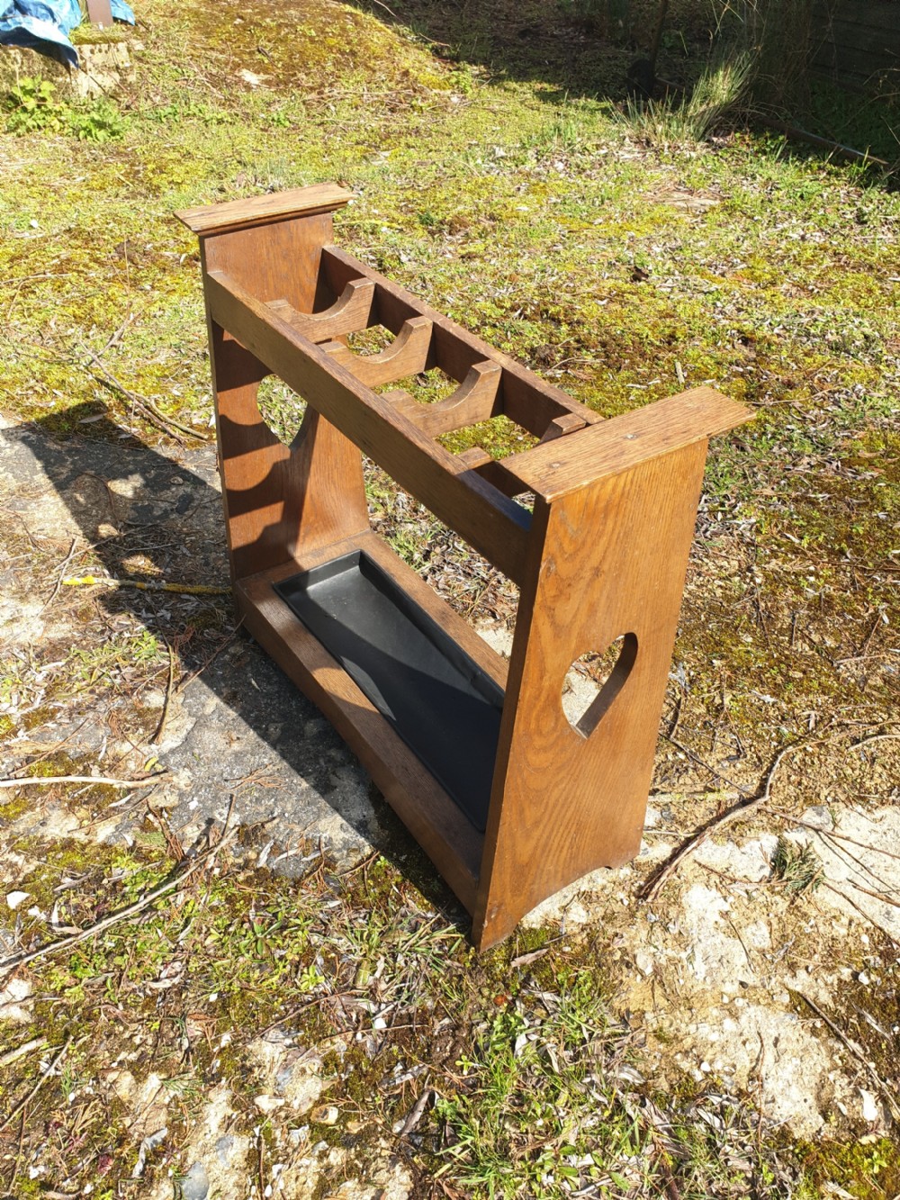 Oak Arts and crafts umbrella hall stand. View III