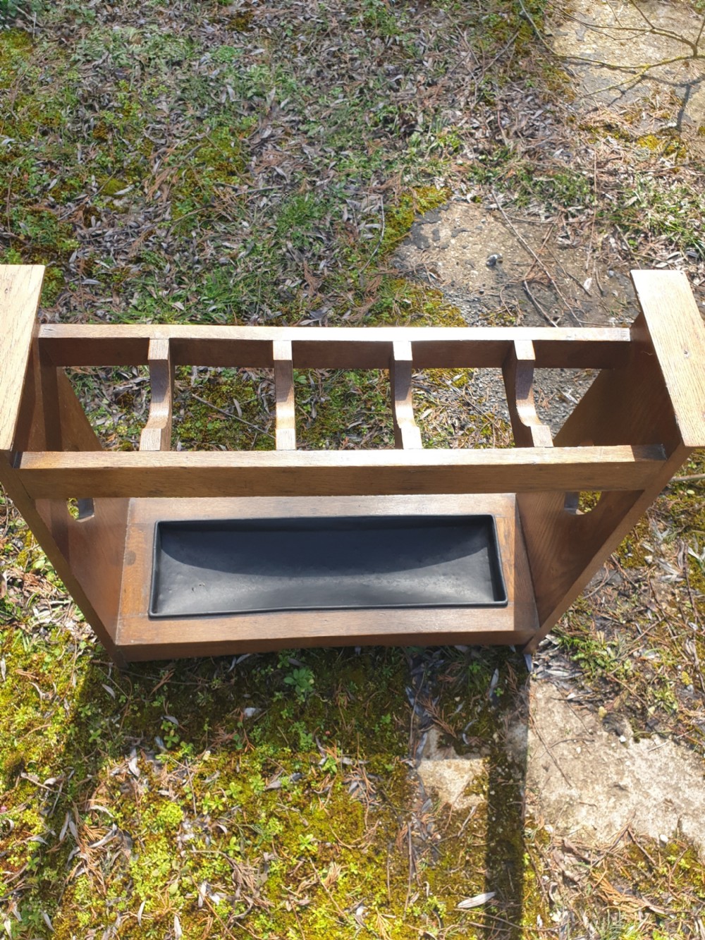 Oak Arts and crafts umbrella hall stand. View V