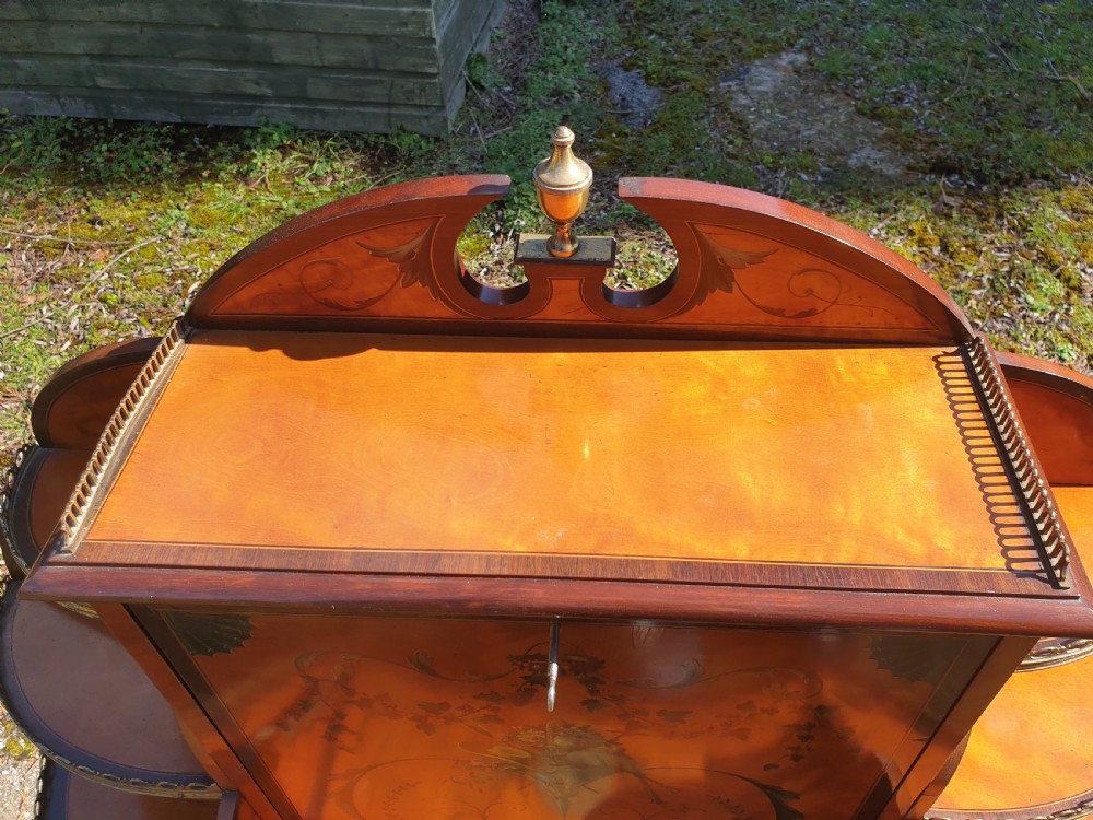 Late Victorian decorated Satinwood Bonjour Du Jour. View VI