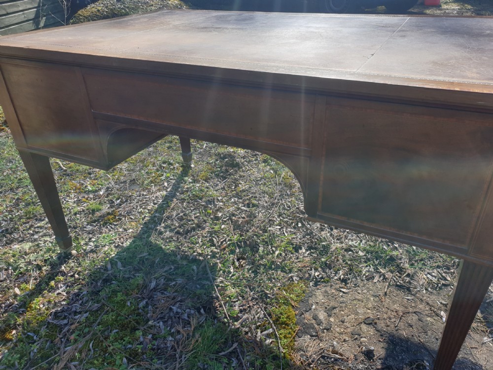 Late Victorian inlaid mahogany writing table. View V