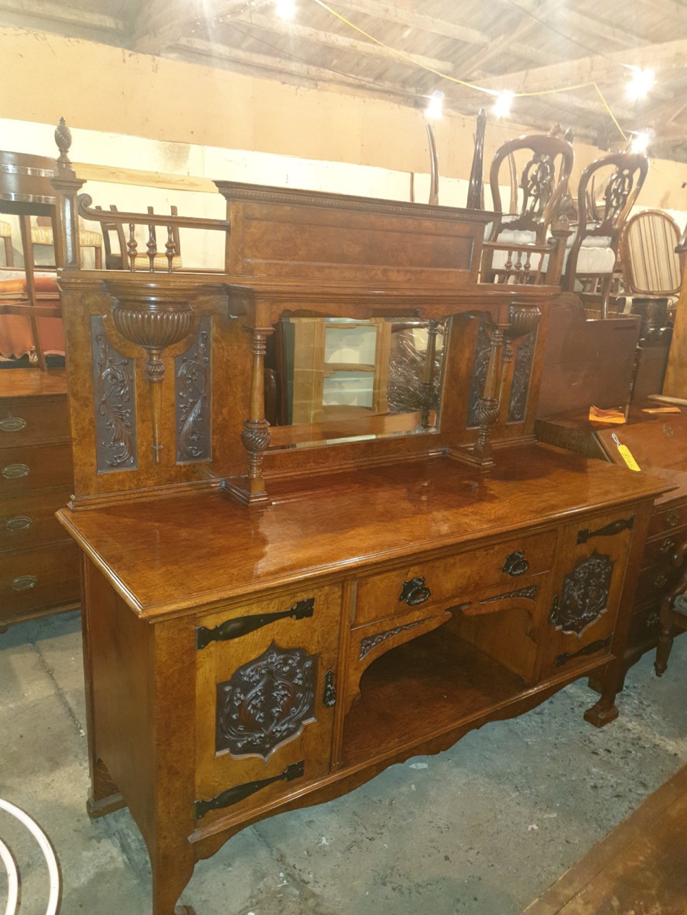 Good quality Late Victorian burr oak sideboard 