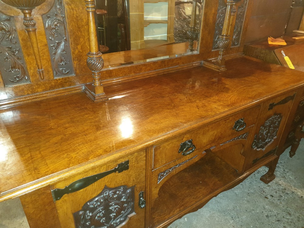 Good quality Late Victorian burr oak sideboard  View II