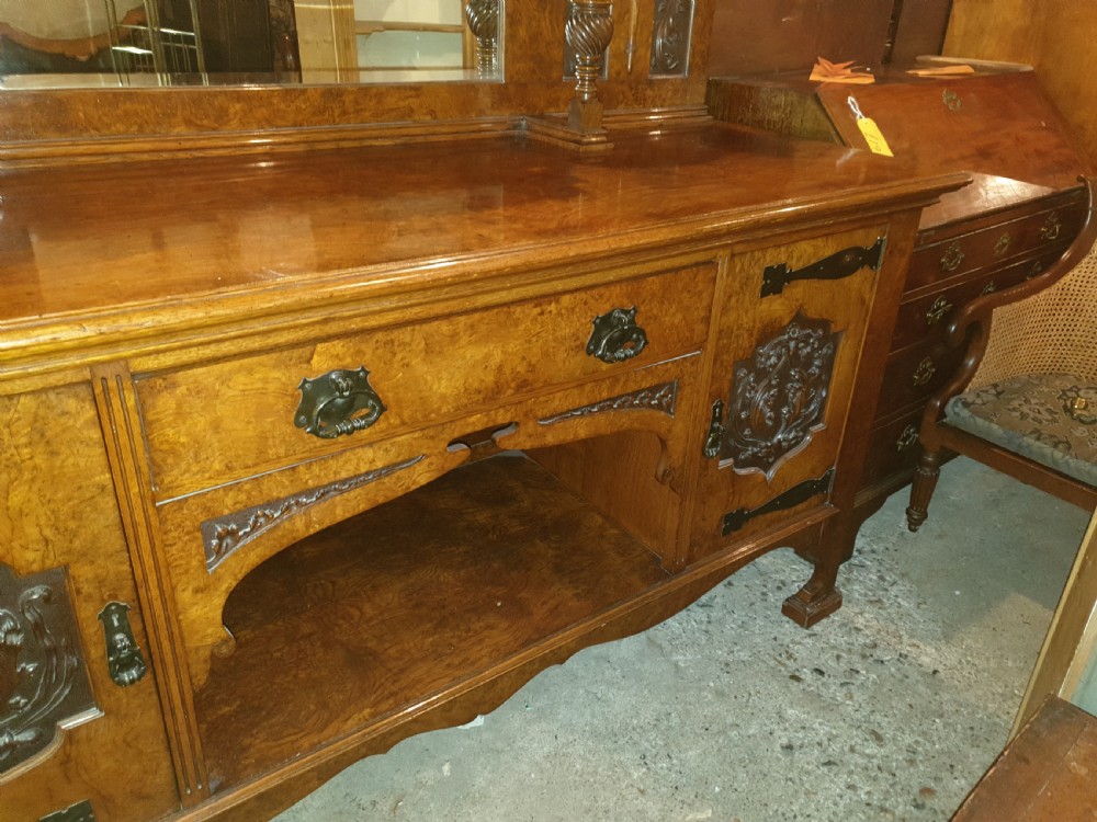 Good quality Late Victorian burr oak sideboard  View III