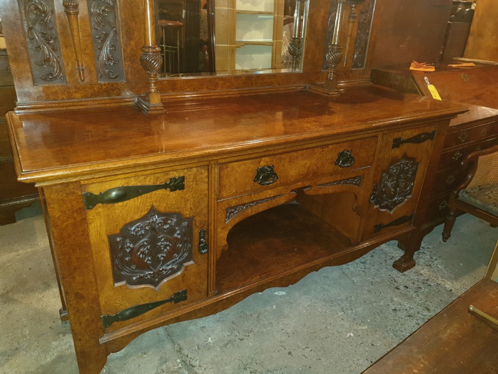 Good quality Late Victorian burr oak sideboard  View V