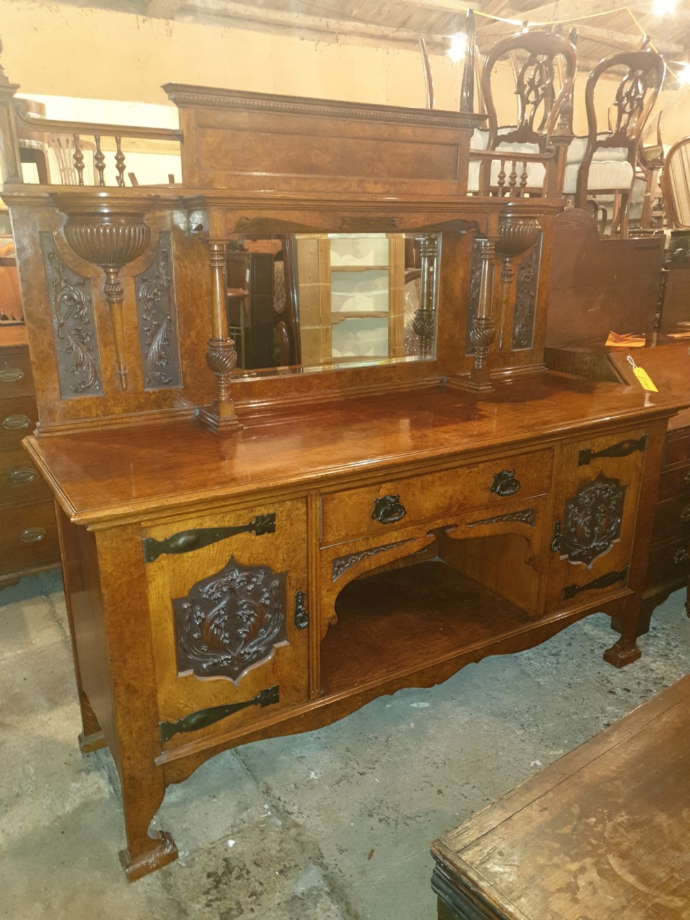 Good quality Late Victorian burr oak sideboard  View VII