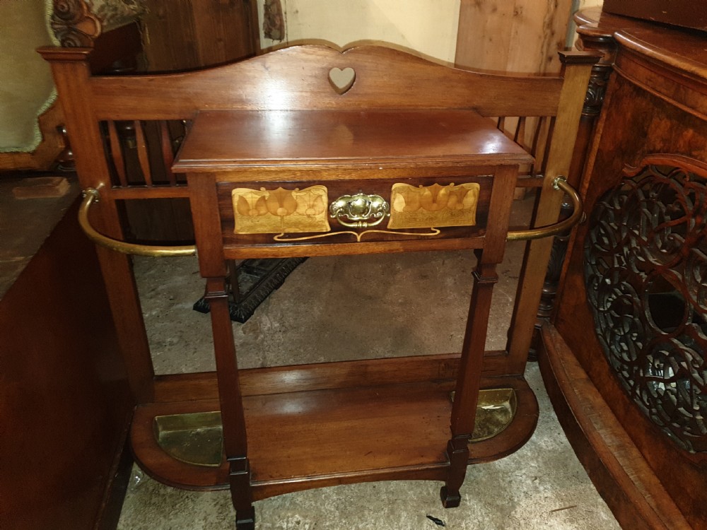 Art Nouveau inlaid umbrella hall stand