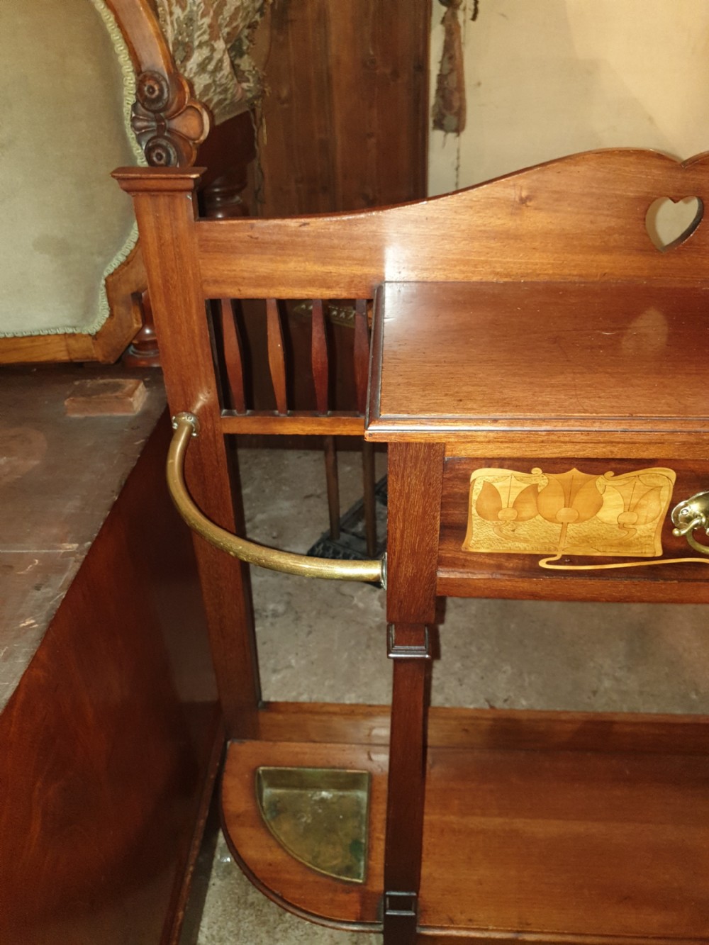 Art Nouveau inlaid umbrella hall stand View III