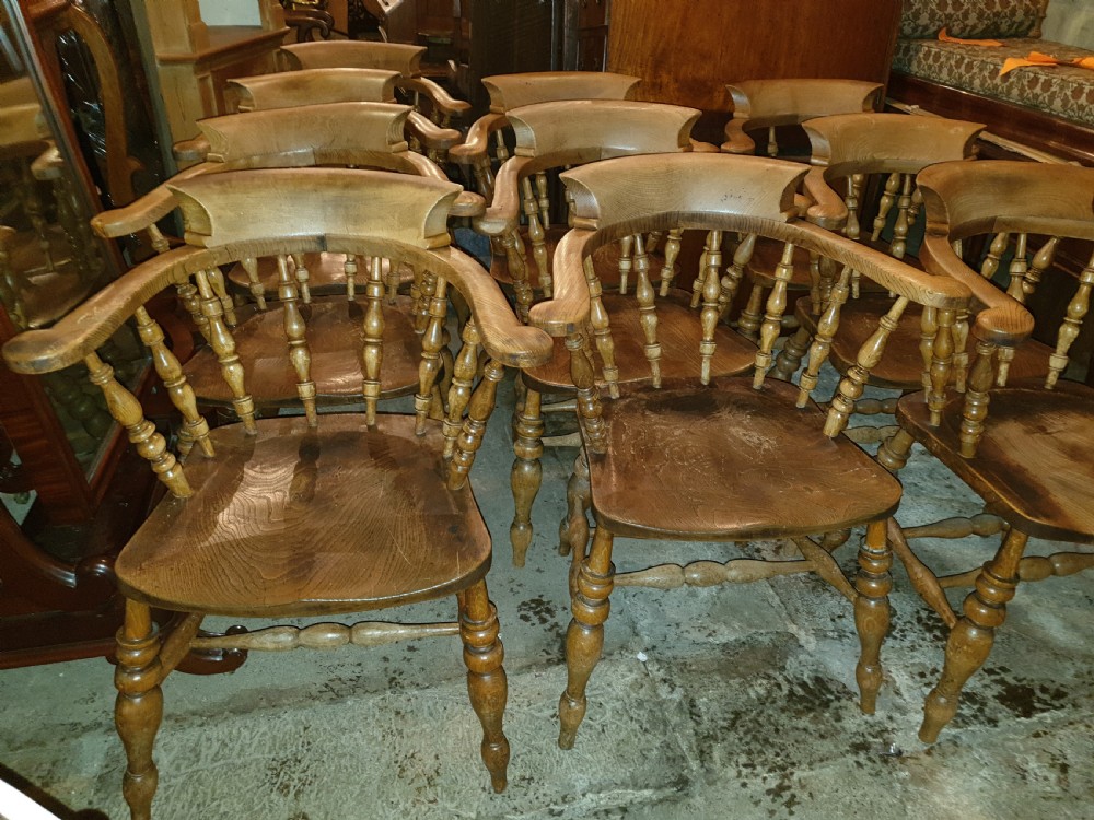 Good set of 10 original Smokers Bow kitchen armchairs  View II