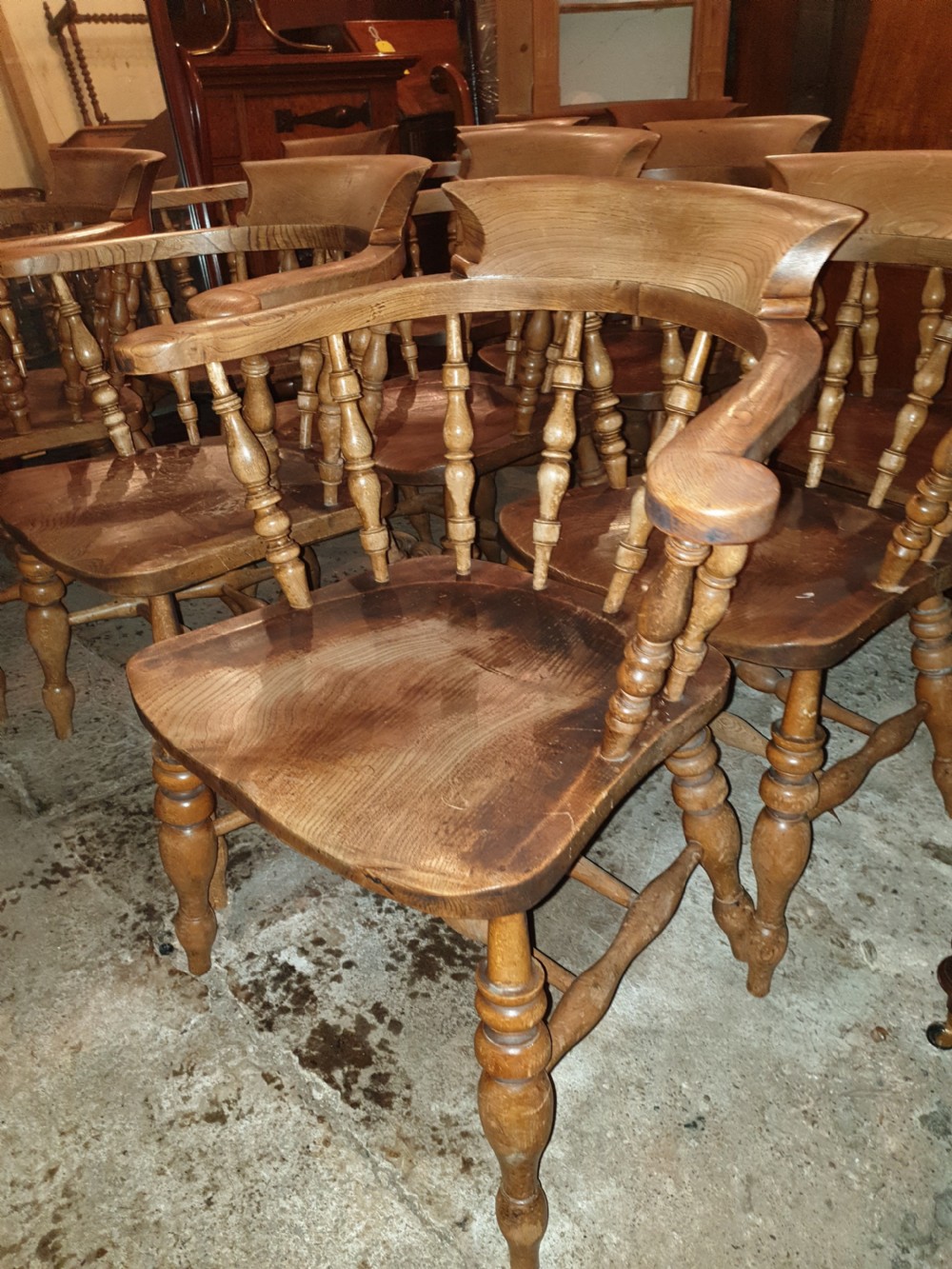 Good set of 10 original Smokers Bow kitchen armchairs  View III