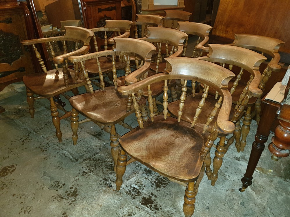 Good set of 10 original Smokers Bow kitchen armchairs  View IV