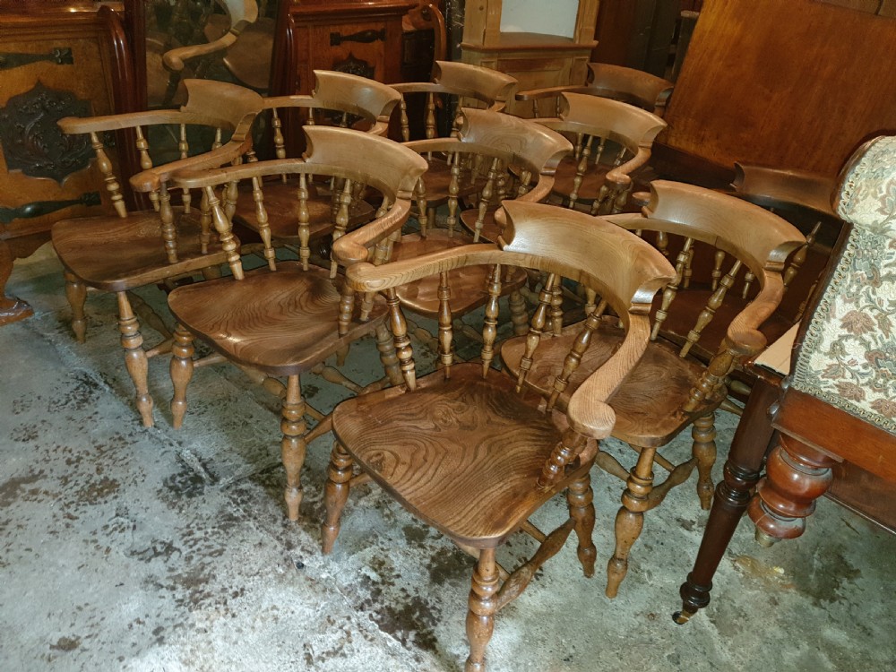 Set of good original 10 Smokers Bow kitchen armchairs  View IV