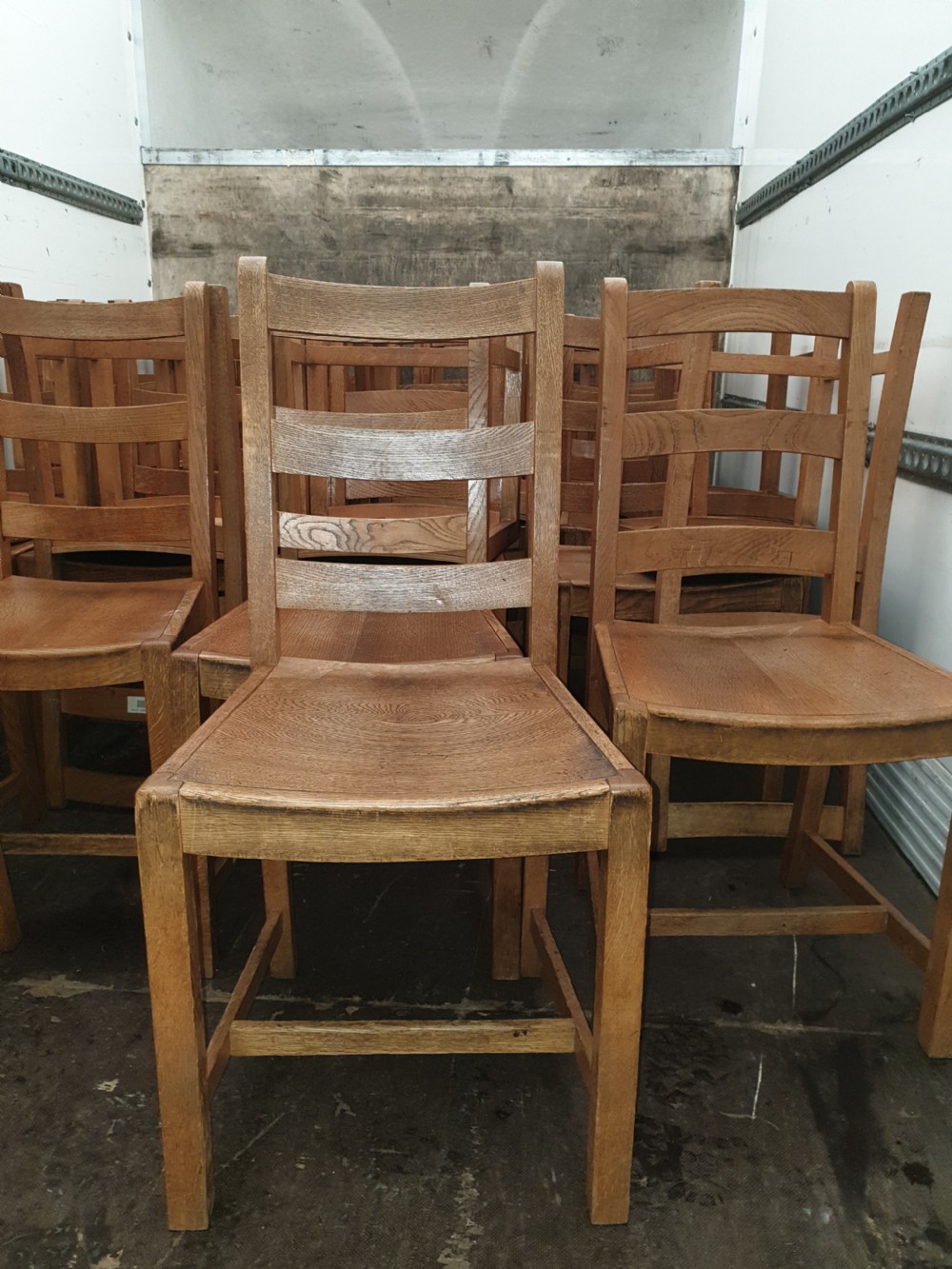 Set of 8 1930s oak kitchen chairs  View II