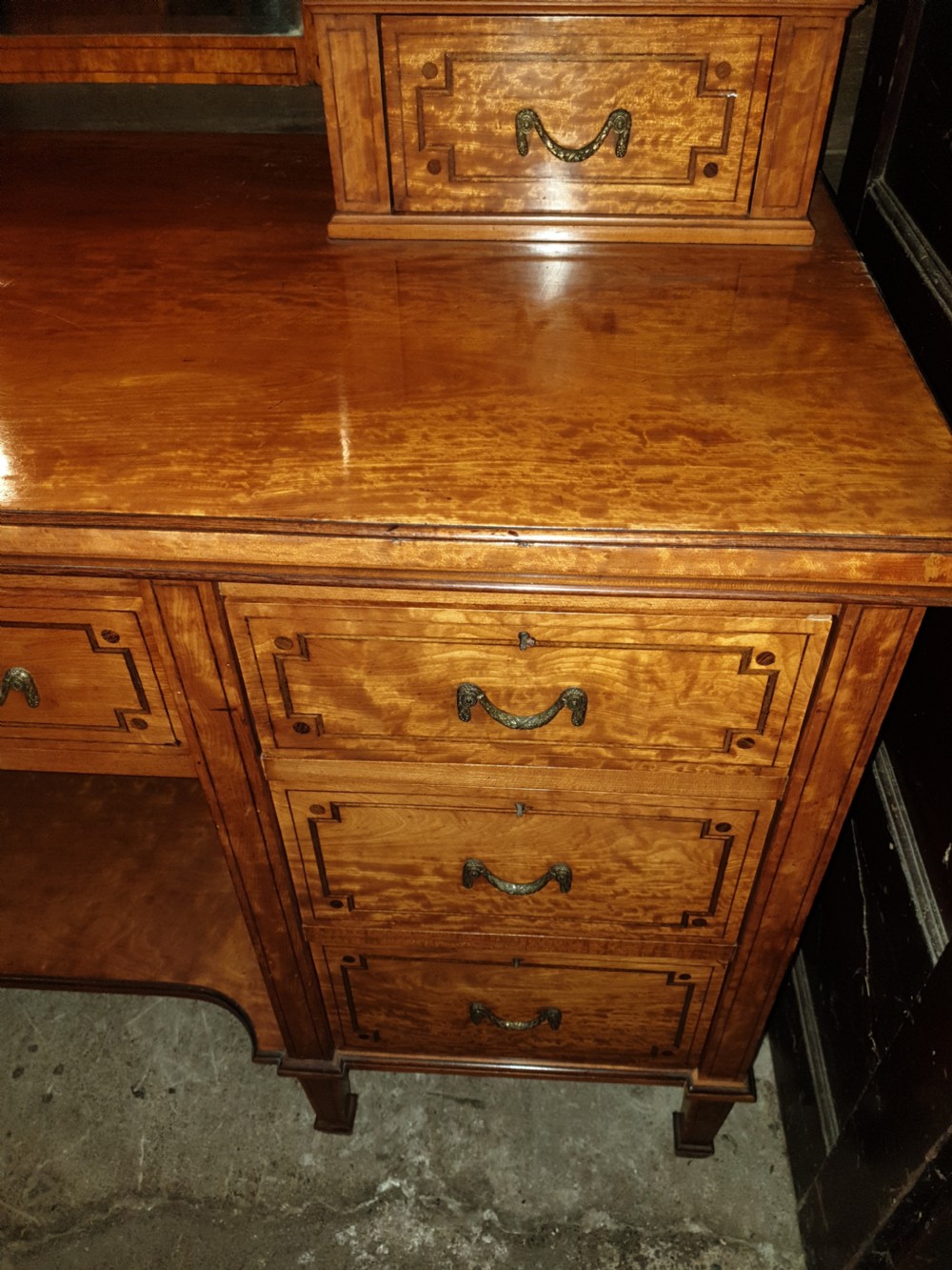 Good quality inlaid satinwood dressing table.  View III