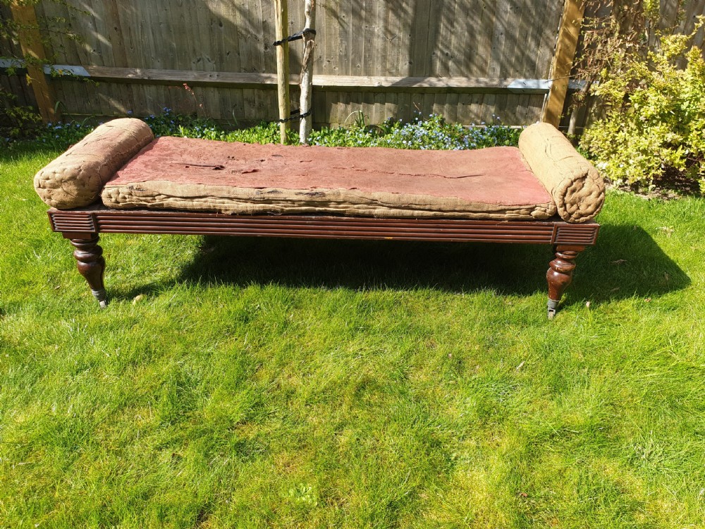 Large Regency mahogany freestanding window seat View IV